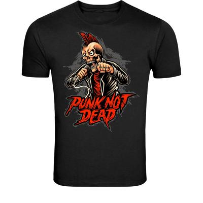 Punk Not Dead Totenkopf Sänger T-Shirt - Punk Rock Grafik-T-Shirt