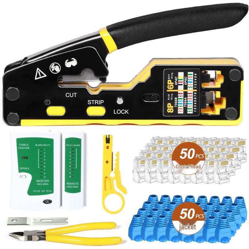 Multifunctional RJ45 Network Cable Crimper & Tester Set for Home Installation