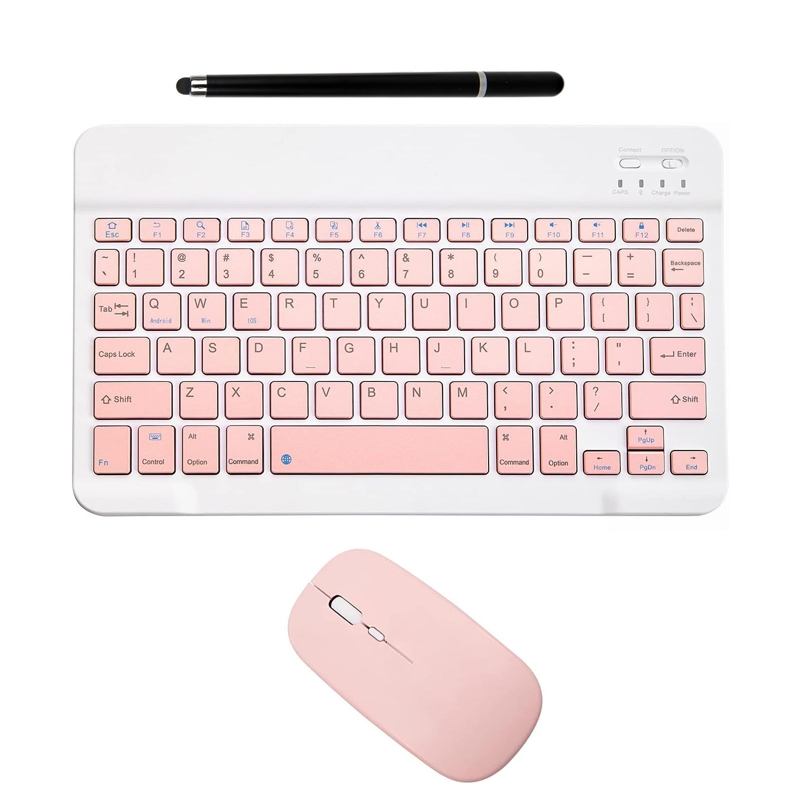 Sada Bluetooth klávesnice a myši, Bezdrôtová, 78 kláves, Ultra tenká, Príslušenstvo pre Tablet PC ružová