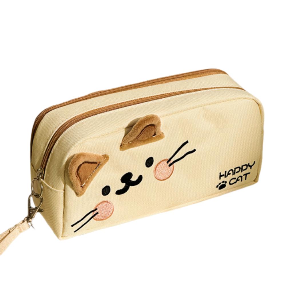 Large Capacity Stationery Bag Portable Stationery Organizer Multi-function Pencil Bag  Office Use бежевый