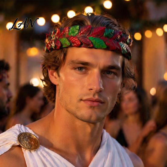 Festival Costume Hair Accessory Greek Laurel Leaf Headband, Medieval Roman Emperor Crown, Forest Elf Party Accessories God Circlet for Renaissance
