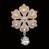 DIEZI Luxury Gold Silver Color Crystal Flower Bridal Brooches for Wedding Women Party Rhinestone Bouquet Water Drop Brooch Pins