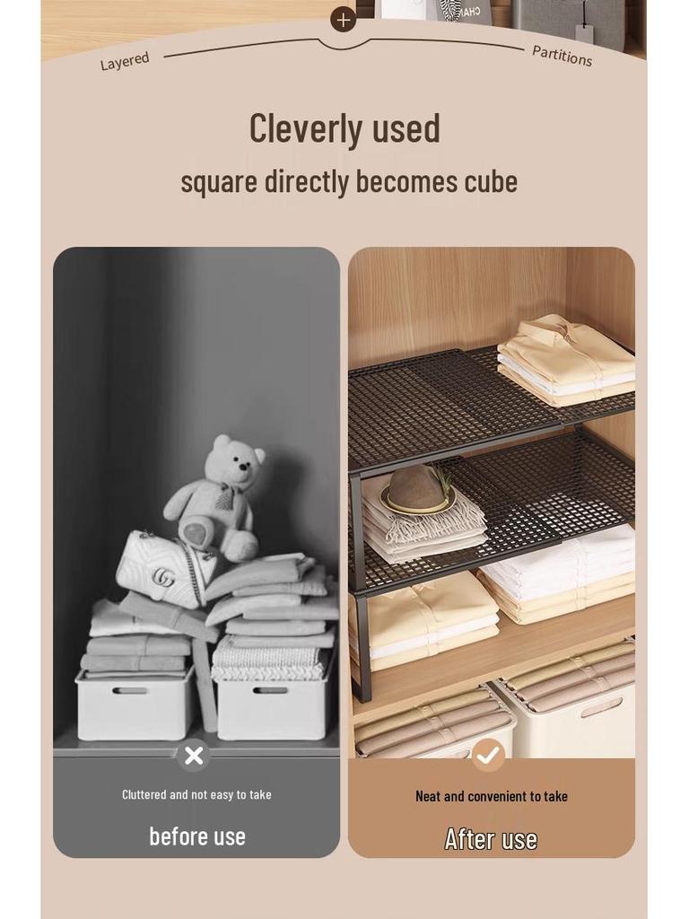 Retractable Wardrobe & Cabinet Organizer: Space-Saving Pull-Out Partition for Clothes & Shoes