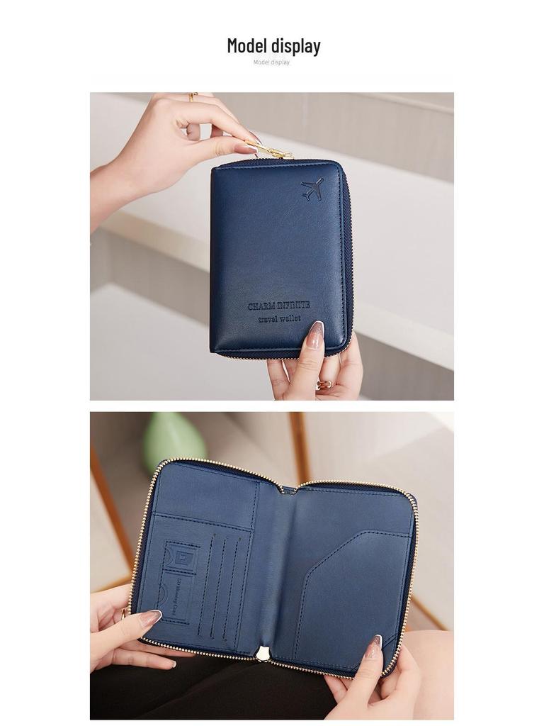 2024 RFID-Blocking Passport Holder: Multifunctional Zipper Travel Document Bag