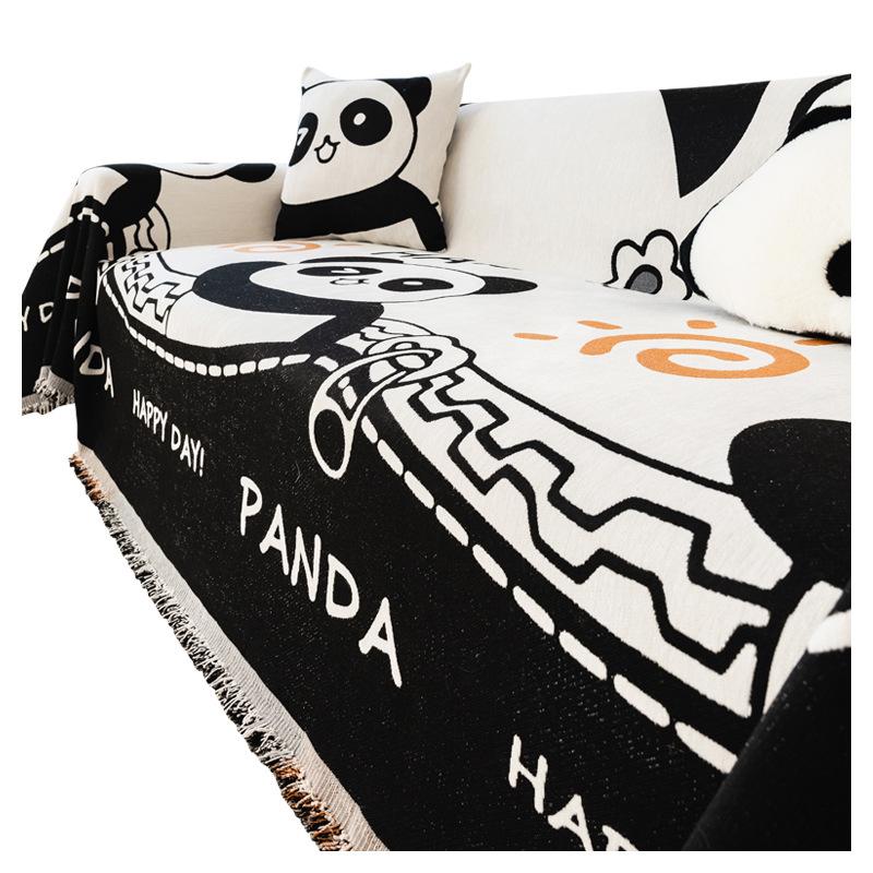 Cartoon Panda Sofa Towel Full Cover Cloth Chenille Anti-Scratching Dust-Proof All-Inclusive Sofa Cover Universal Cover Four Seasons Universal