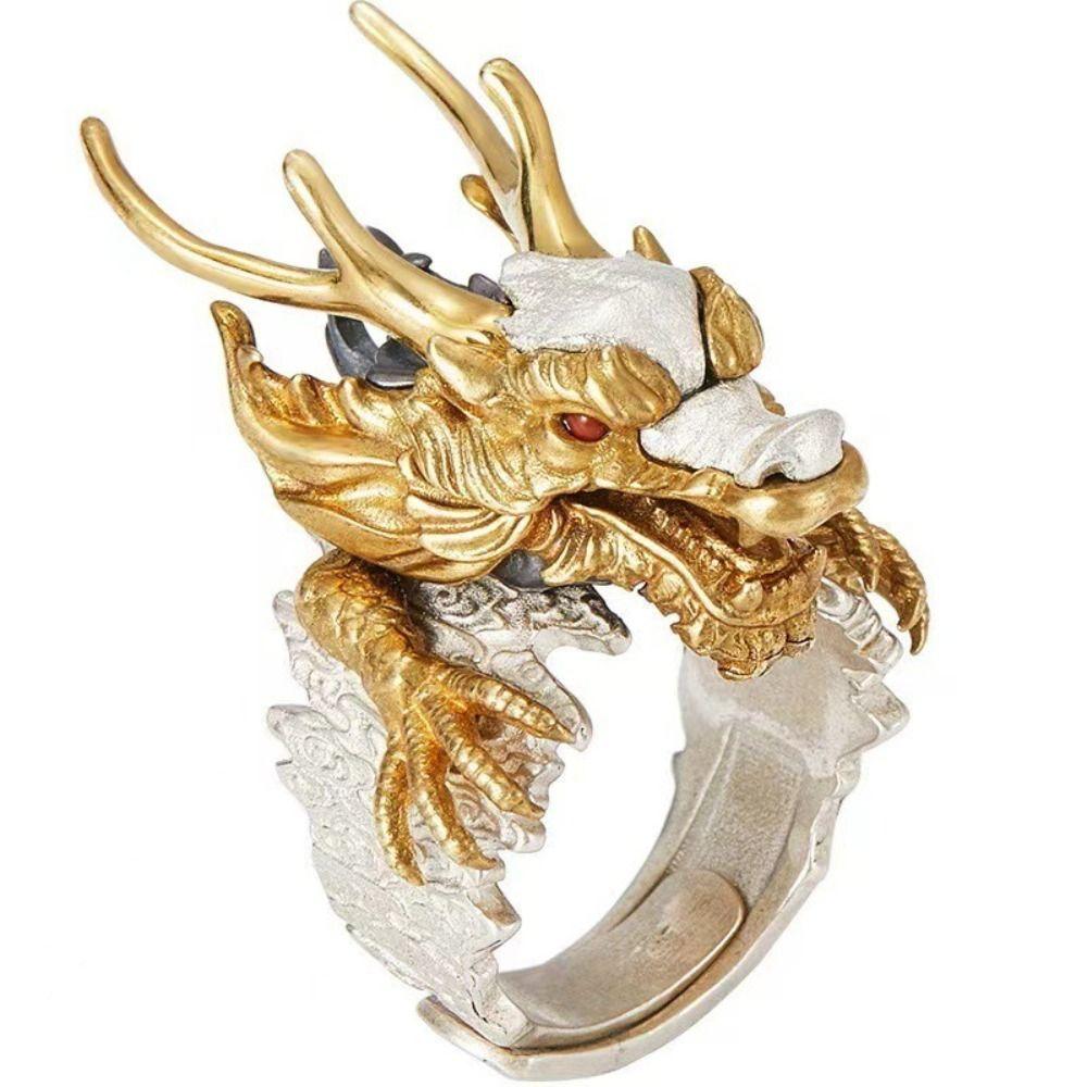 Two Tone Dragon Ring Adjustable Dragon Shape Ring Animal Ring Index Finger Ring