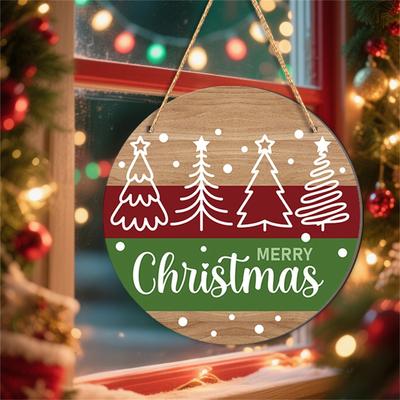 Weihnachten 2D Holz Willkommen Türschild Feiertagsdekoration zum Aufhängen