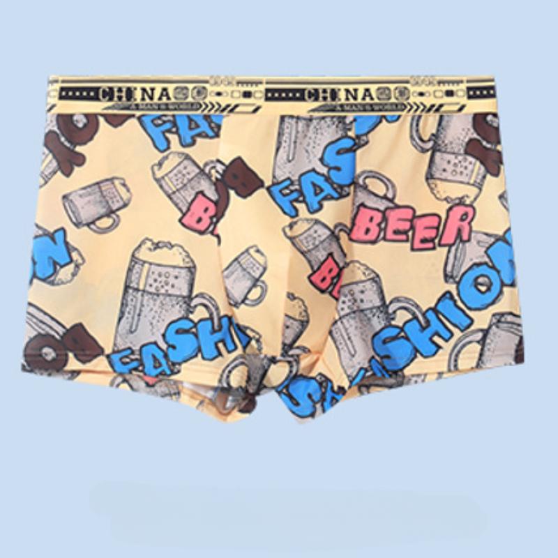 Herrenmode Bedruckte Boxershorts Shorts Aus Eisseide Sexy Nahtlose Unterwäsche Unterhosen Ultradünne Atmungsaktive Modehöschen