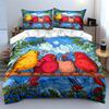 Bunte Vögel Kunst Dekor Set Weiche Bequeme Bettbezug Bettwäsche Set Enthalten 1*Bettbezug & 2*Kissenbezüge, Geschenk