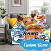 Custom Name Blanket Eevee Evolution Flannel blankets Patterns Throw Blanket All-Season Soft Gift for Couch, Bed, Camping Birthday gifts