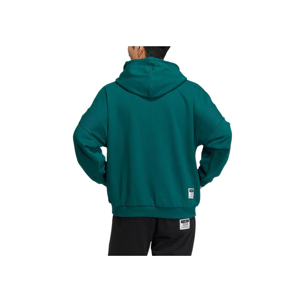 Adidas Originals Trefoil Logo Print Drawstring Hoodie With Long Sleeves Men Tops Green HS7286