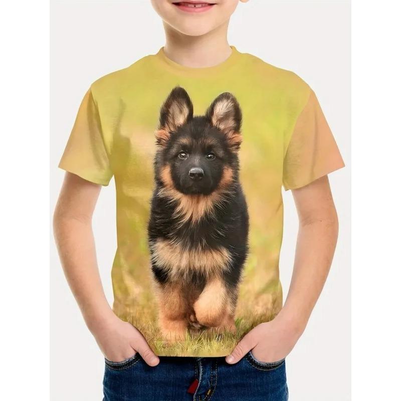 

Футболки для мальчиков с коротким рукавом и круглым вырезом с принтом «Немецкая овчарка» с 3D-принтом «Флуоресцентное здание» для детей 170