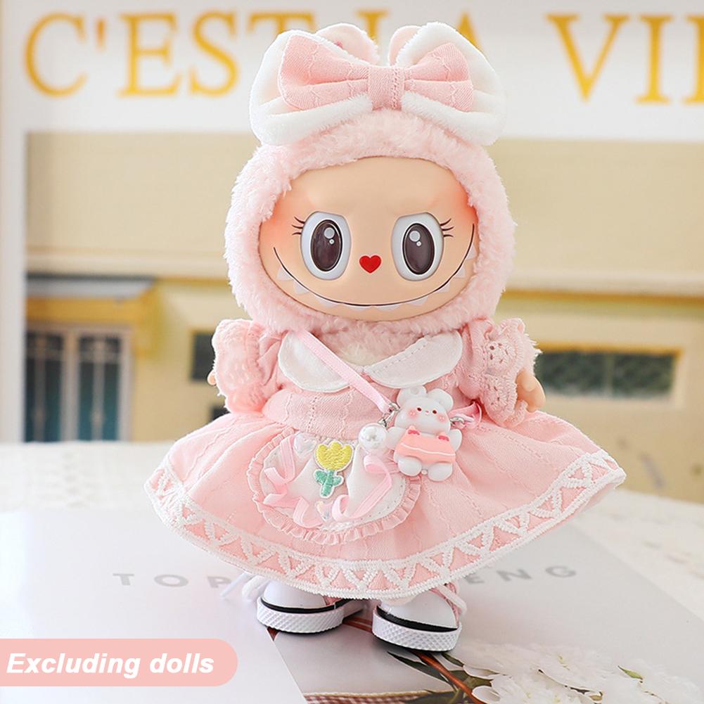 For 17cm Labubu Doll Clothes Fashion Piggy Overalls Doll Clothes Color Match Hoodies Dolls Accessories Cute Decoration Little Clothes