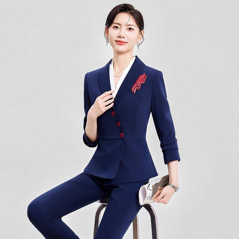 Women's High-End Suit Set for Beautician or Hotel Reception – Elegant Autumn/Spring Workwear