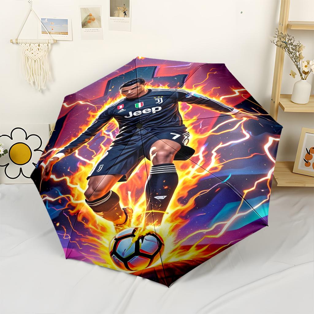 Cristiano Ronaldo Manchester Automatic Umbrella Compact 8-Rib Design Durable Plastic & Iron Perfect for Outdoor Adventures Outdoor Accessory