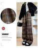 145 Small Wide-Leg Plaid Pants for Women - Coffee Color, High Waist, Woolen Drape, Plus Velvet, Straight Leg, Extra Long, for Autumn/Winter.