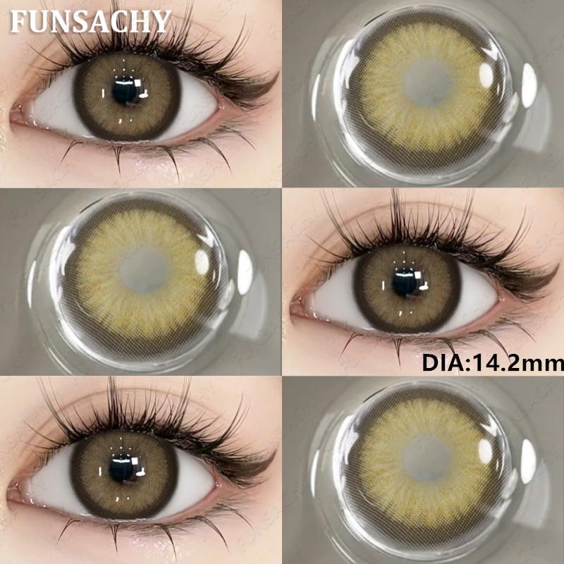 FUNSACHY Nové Módní Kontaktní Čočky 14.2mm Barevné Oční Kontaktní Čočky Modré Přírodní Čočky Šedé Zorničky Oční Make-up Kosmetika Roční