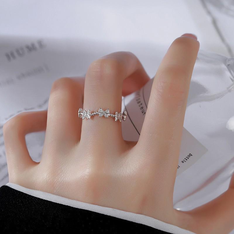 S925 Sterling Silver Pink Zircon Open Ring for Women – High-End, Light Luxury, Stackable Versatile Design for Index Finger.