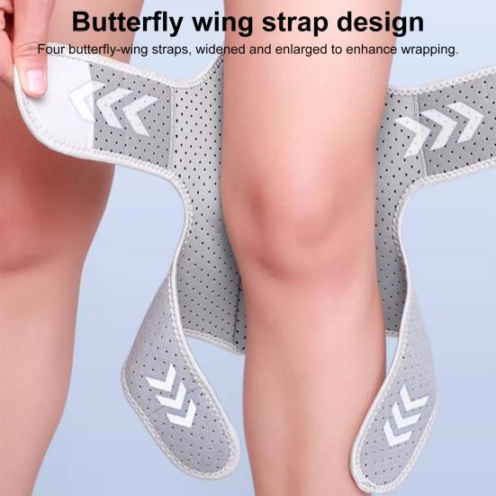 Knieorthese mit Federstütze Verstellbarer Knieschützer Rutschfeste Knieflügel-Riemen Atmungsaktiver Schutz