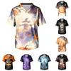Men's Halloween Print V-Neck Short Sleeve Pocket Scrub Top for Caregiver Uniform