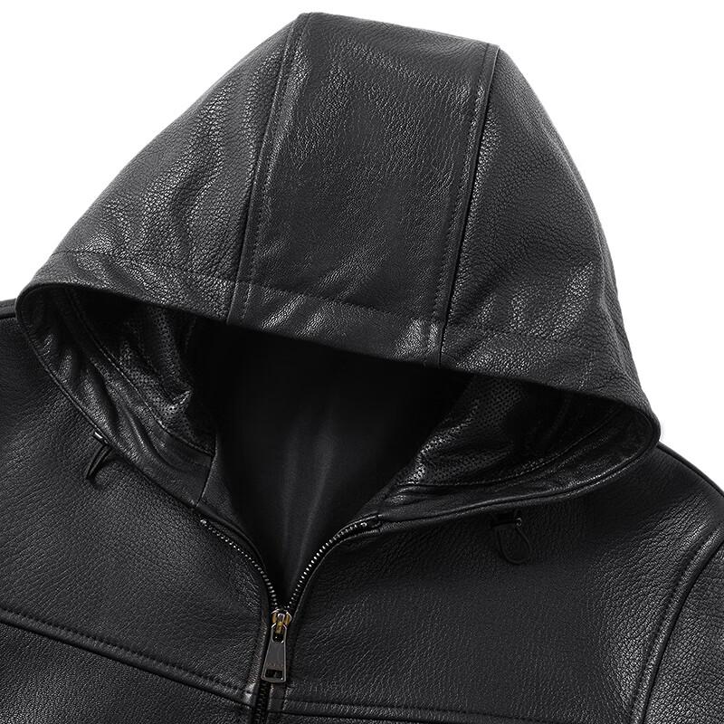 FAPAI Men's Hooded Sheepskin Leather Jacket