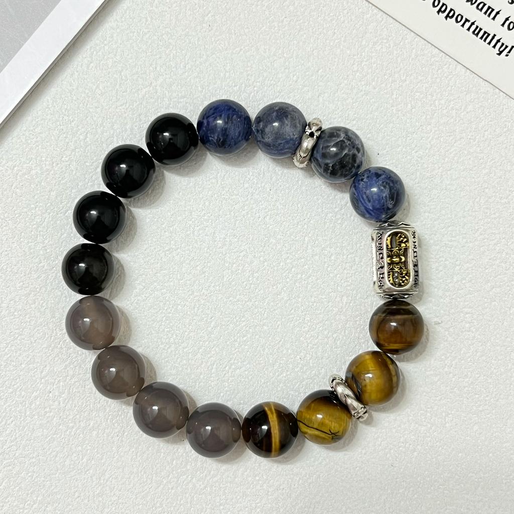Natural Stone Beaded Bracelet for Men 12mm Round Beads Strand Bangle DIY Semi Precious Gemstone Jewelry Gifts