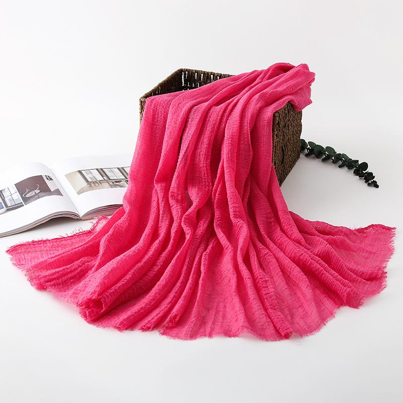 Women Cotton Linen Scarf Autumn Lady Solid Color Long Scarves Soft Thin Plain Shawl Foulard Viscose Wrap Shawls New Summer