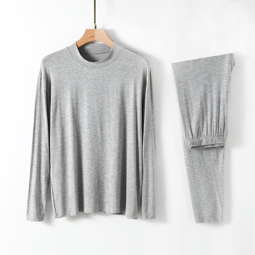 Modal Mens Homewear Pajamas V-neck Long Sleeve Pants Kit Draping Smooth Elastic Comfortable Sleepwear Pyjama Homme