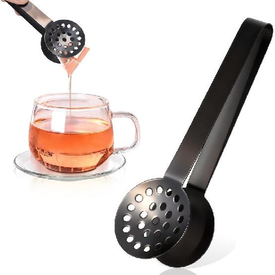 Tea Bag Squeezer, Stainless Steel Tea Bag Squeezer Tongs, Teabag Filter, Dispenser Accessories for Teas Drinkers, Durable Round Strainer Gripper