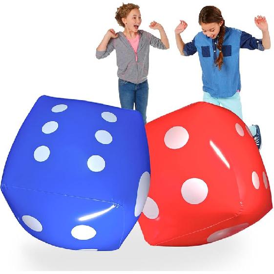 Novelty Place 2 Pcs Jumbo Inflatable Dice, 20" White and Black Giant Dice for Indoor and Outdoor Broad Game, Ludo and Pool Party