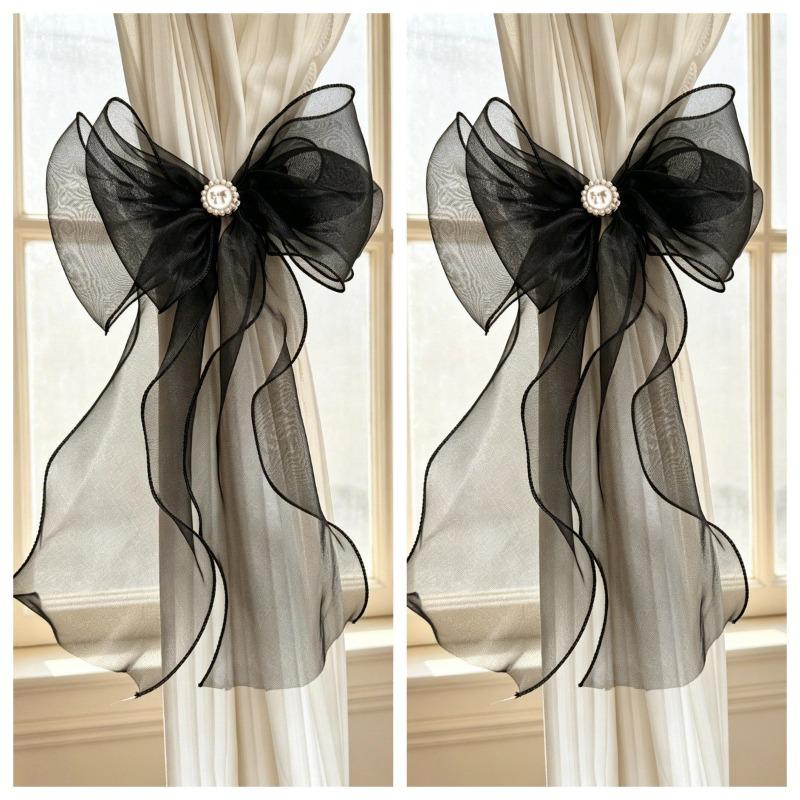 French Bow Curtain Tie, Pink and Blue Gauze Curtain Decoration, Ribbon, Living Room, Bedroom, Princess Style, Tie Rope, Wedding Decoration