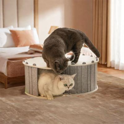 Detachable Felt Cat Tunnel Bed S-shaped Cat Hideaway House Semi Enclosed Cat Nest  Playing