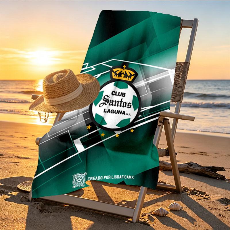 Club Santos Laguna Print Beach Towel Design, Soft, Lightweight. for Home Bathroom, Spa, Pool, Yoga, Surfing, Camping, Gift for Family, Friend