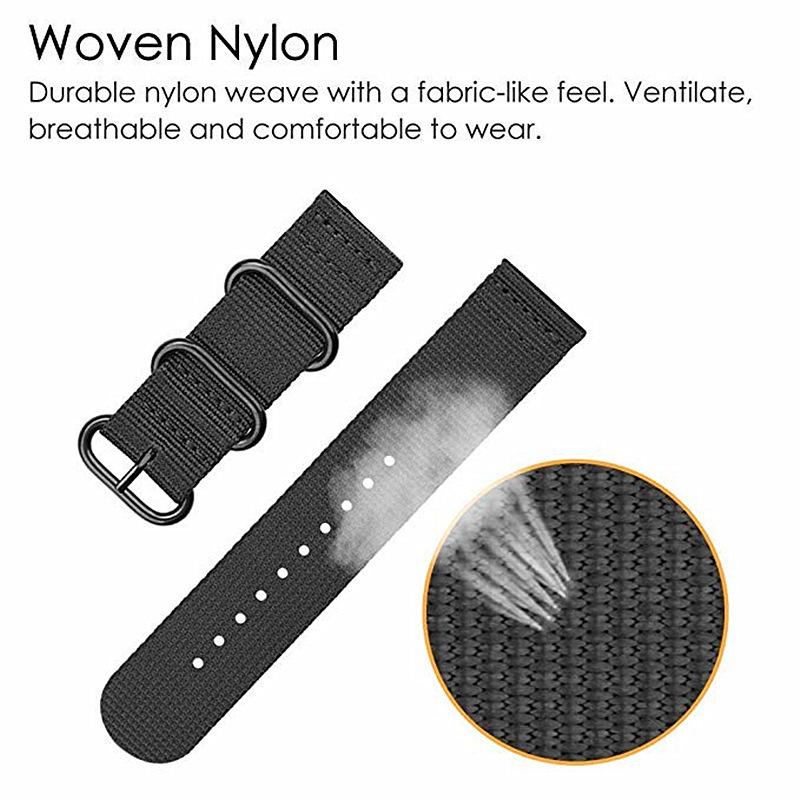Nylon Three-Ring Buckle Watch Band for Samsung Active 3/4/5 & Huawei S3 - Canvas Woven Wristband