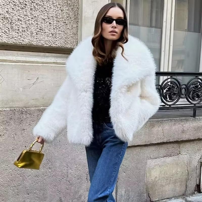 Giacca invernale in pelliccia con bavero in pelo di visone top da donna soffice ampia corta