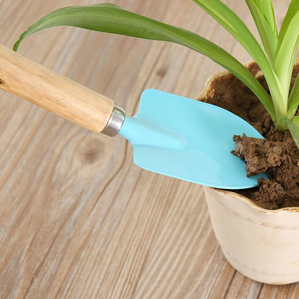 3Pcs Trowel Rake Shovel Children Garden Tool with Wooden Handle Small Shovel Rake Kit Yard