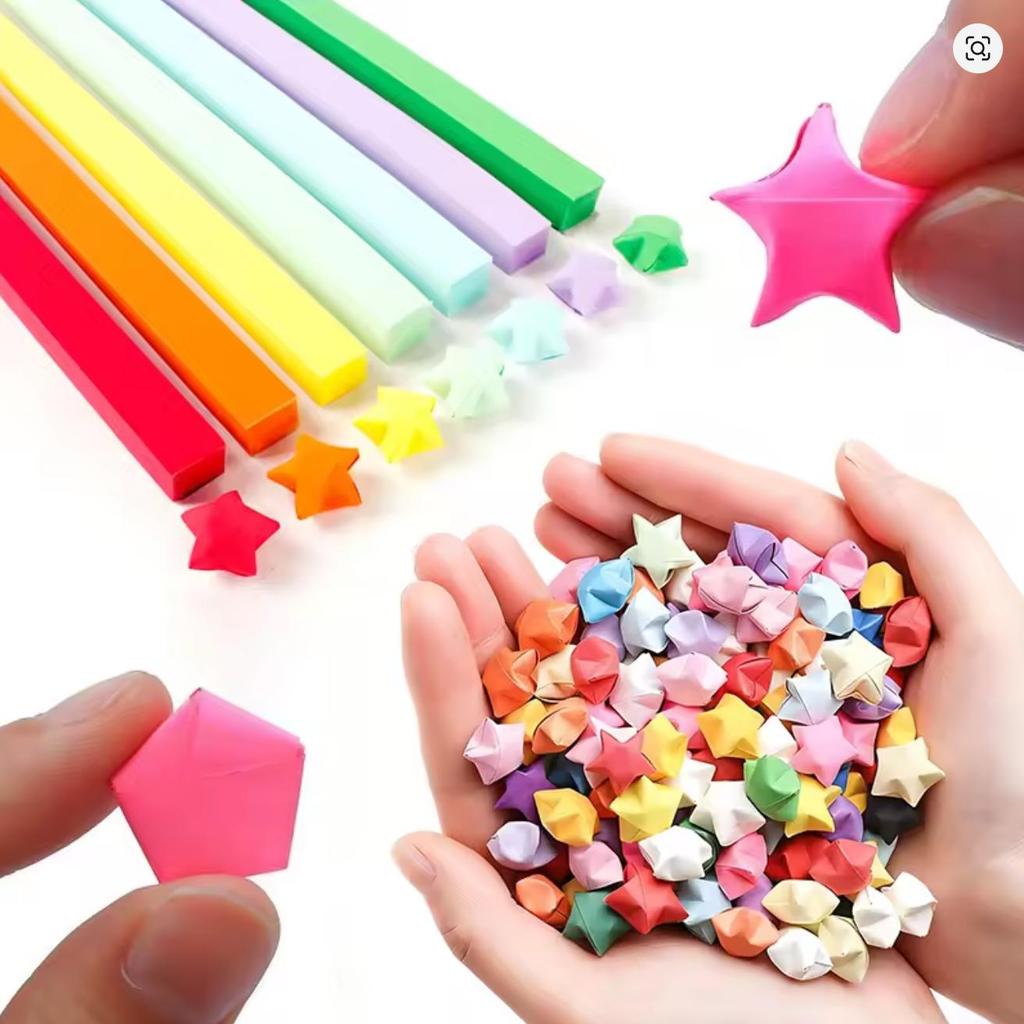 Set de 1030 de coli de hârtie Origami Stea Față-Verso în 27 de Culori Vibrante Aleatorii Perfect pentru Decor Stele Norocoase Handmade Artizanat Artă DIY