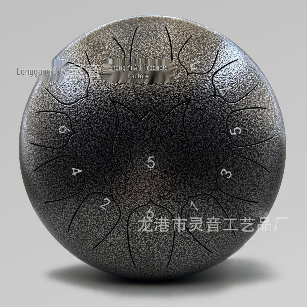 Chinese Style 13-Tone Lotus Steel Tongue Drum (12-inch): Ethereal Children's Educational Percussion Instrument