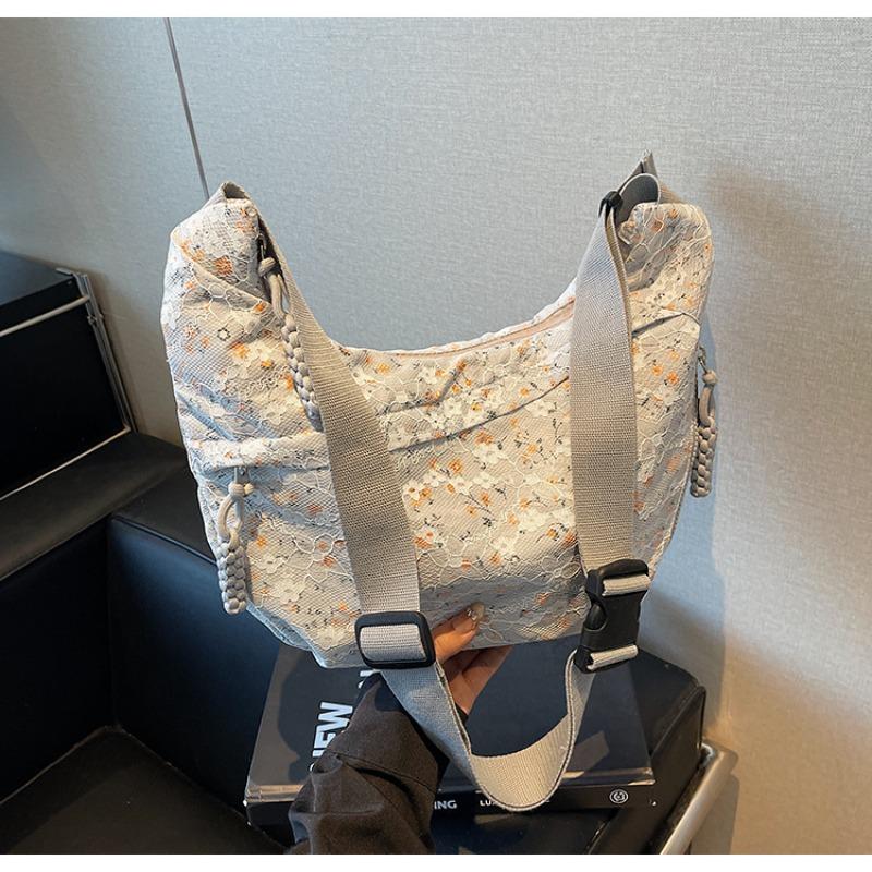 

Small fresh and simple floral pleated tote bag, sweet wind in spring and summer, large capacity серый