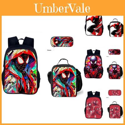 Conjunto de Mochila do Homem-Aranha Com Bolsa Escolar de Tecido Oxford e Estojo Para Crianças