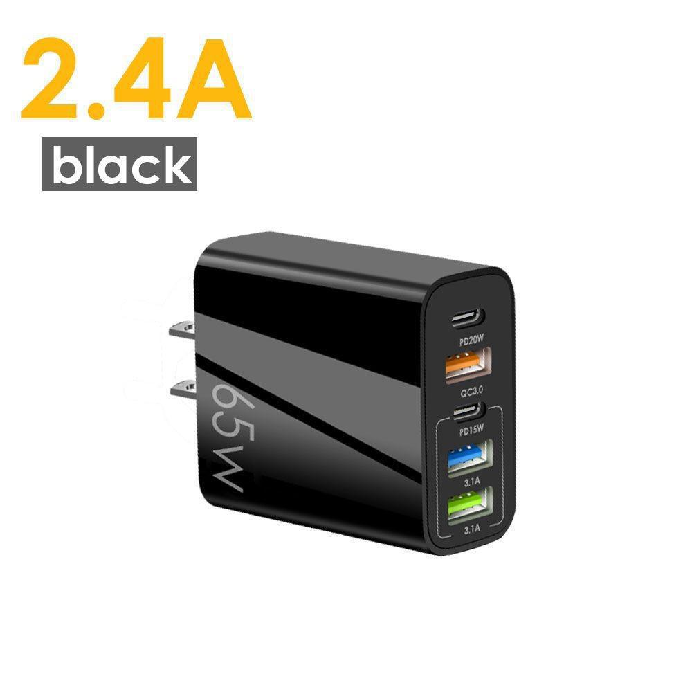 PD65W Fast Charging Mobile Phone Charger with 3 USB Ports, European, American, and British Standard, 5V2.4A Charging Head