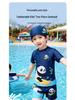 Boys' Cartoon Panda Two-Piece Swimwear Set with Cap