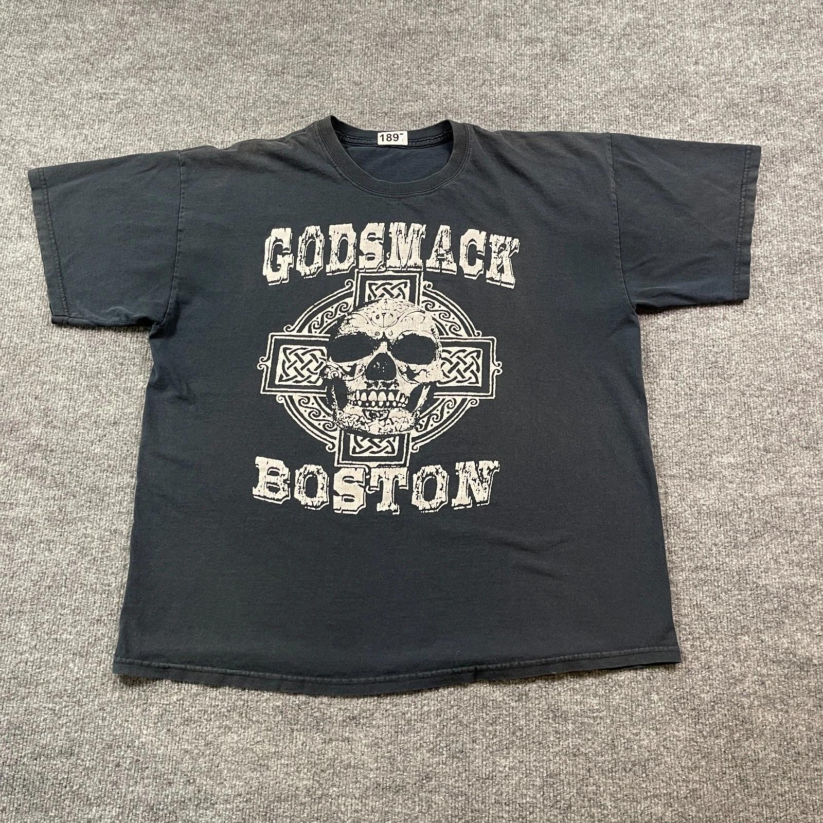 Godsmack Бостон Массачусетс Кельтский Череп Крест Рок-группа Футболка XL 23x26 Черный XL