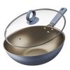 ZISIZ Non-Coated Flat-Bottom Wok with Lid and Utensils