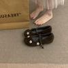 French flat-bottomed shallow mouth Mary Jane shoes women's 2025 autumn and winter new Korean version of rhinestone plush single shoes Doudou shoes