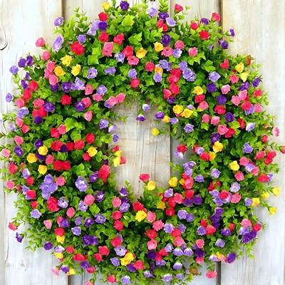 Künstlicher Blumenkranz Wiederverwendbare Künstliche Eukalyptusgirlande Falsches Grün Bunter Blumenkranz für Feiertag Hochzeit Haustür Kamindekoration