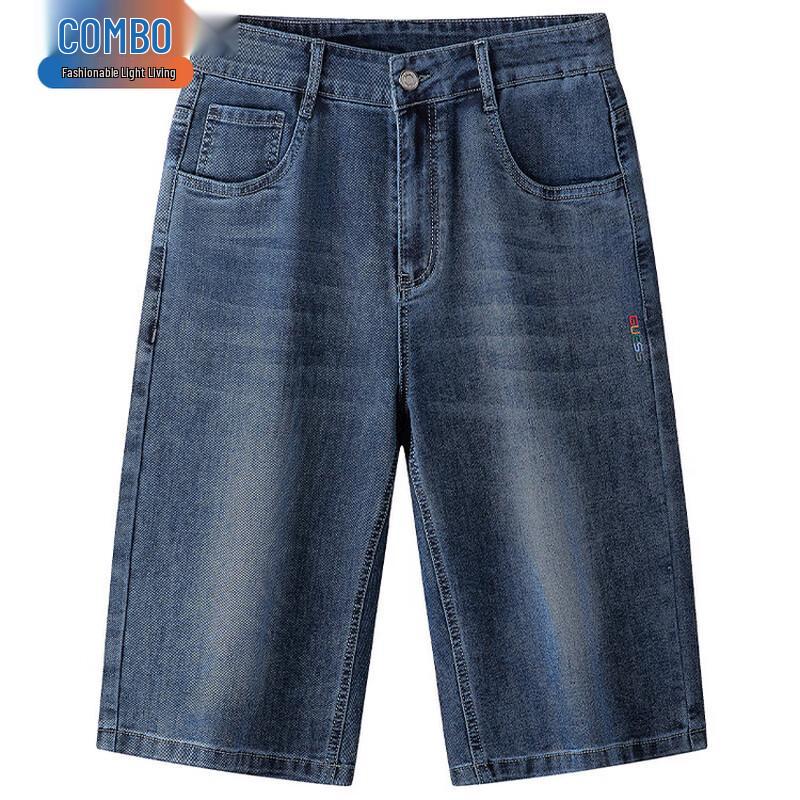 Men s Summer Loose Straight Fit Denim Shorts 33