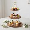 3 Layers Cake Stand Elegant Wooden Cupcake Versatile Tiered Tray with Metal for Dessert