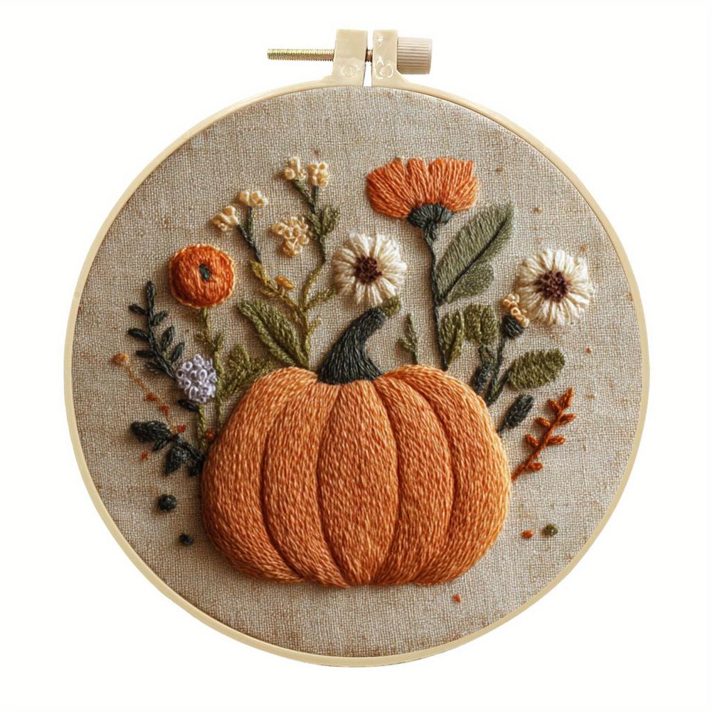 1 buc Kit Materiale Pânză Handmade Broderie DIY Dovleac de Halloween, Potrivit pentru Practica Începătorilor în Broderie