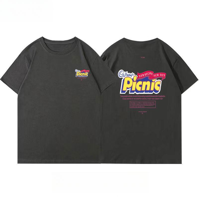 Cotton Short-sleeved T-shirt New American Retro High Street T-shirt Trendy Casual Versatile Loose Men's and Women's Half-sleeves